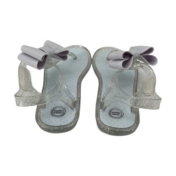 Wonder Nation Clear Silver Glitter Bow Lucite Sandals Size 9 Girl’s - Picture 2 of 5